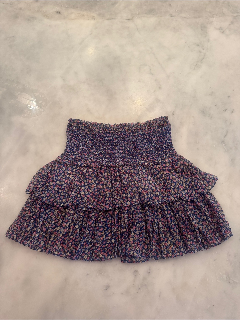 Floral Tiered Ruffle Mini Skirt - Multicolor